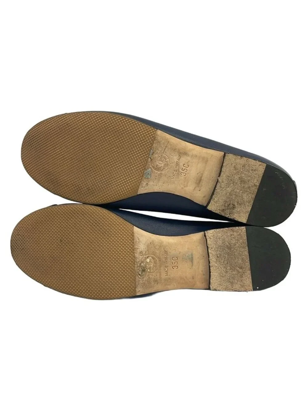 Chanel Flat Shoes Dark Navy Black CC Logo Lambskin